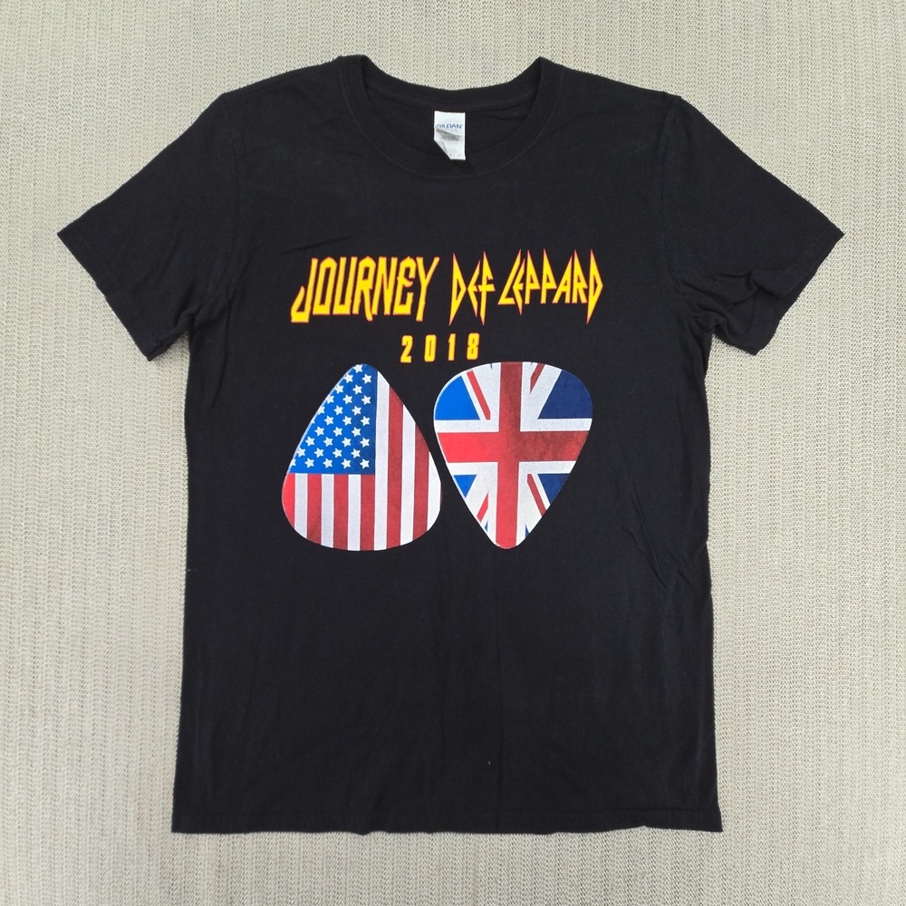 Journey Def Leppard Shirt Mens Medium Black 2018 Concert Tour Dates Guitar Picks